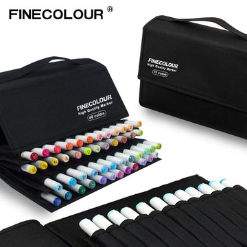 FINECOLOUR Black Nylon Marker Storage Case with Handle | 12–72 Slots