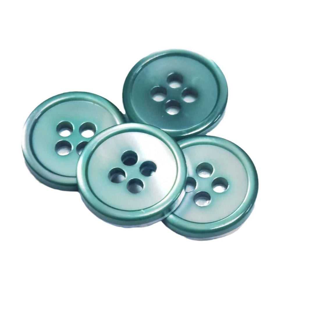 Assorted round 4-hole shell-look buttons with iridescent finish