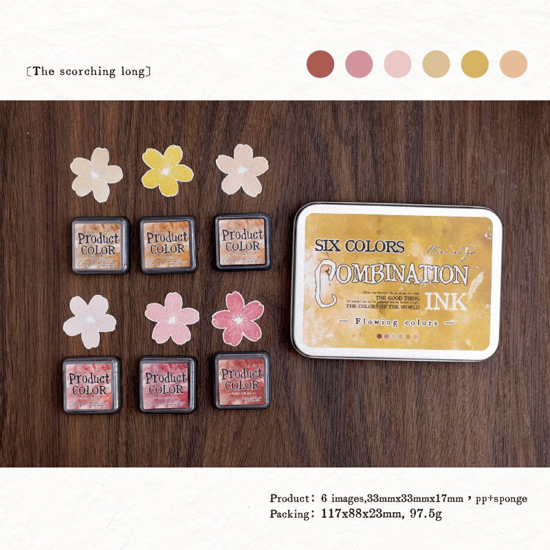 Flowing Colors Series Stamp Pad Set 6 Vibrant Ink Pads for Journaling #1