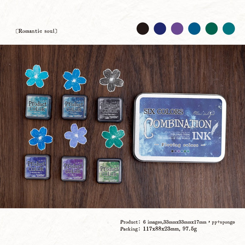 Flowing Colors Series Stamp Pad Set 6 Vibrant Ink Pads for Journaling #4