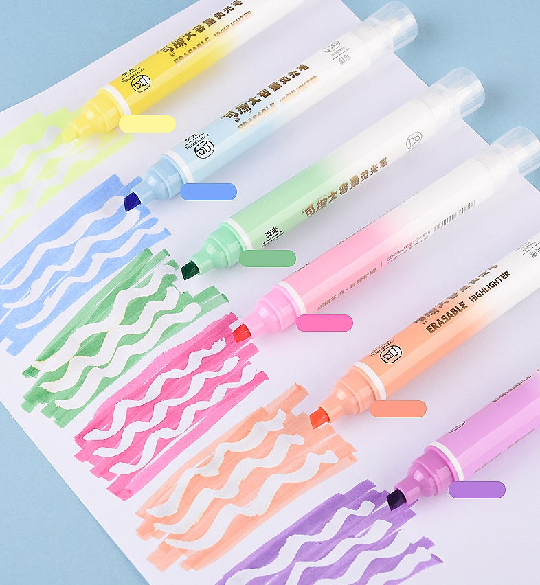 GENVANA 5mm Erasable Highlighters Dual Tip 6 Colors
