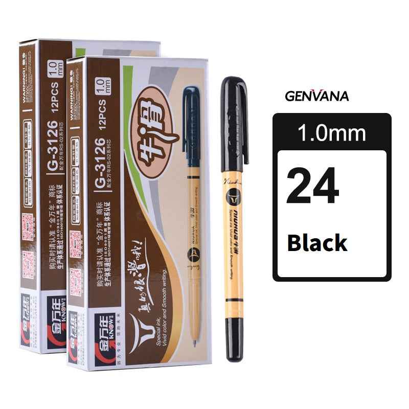 GENVANA Ballpoint Pen,Black/Red/Blue Ink,1.0mm Medium Point 24 Pack 24pcs Black