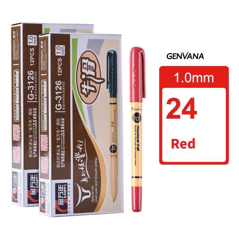 GENVANA Ballpoint Pen,Black/Red/Blue Ink,1.0mm Medium Point 24 Pack 24pcs Red