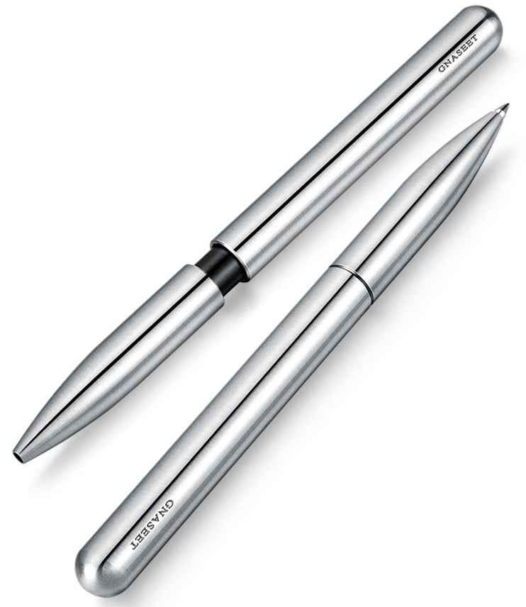 GNASEET Silver Stainless Steel All-Metal Ballpoint Pen Retractable