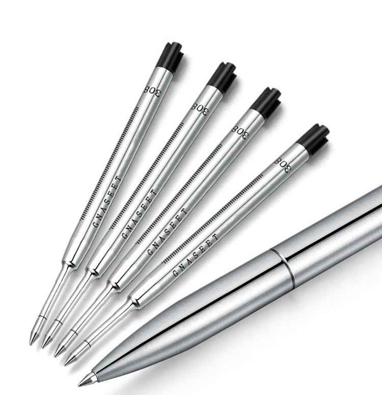 GNASEET Silver Stainless Steel All-Metal Ballpoint Pen Retractable