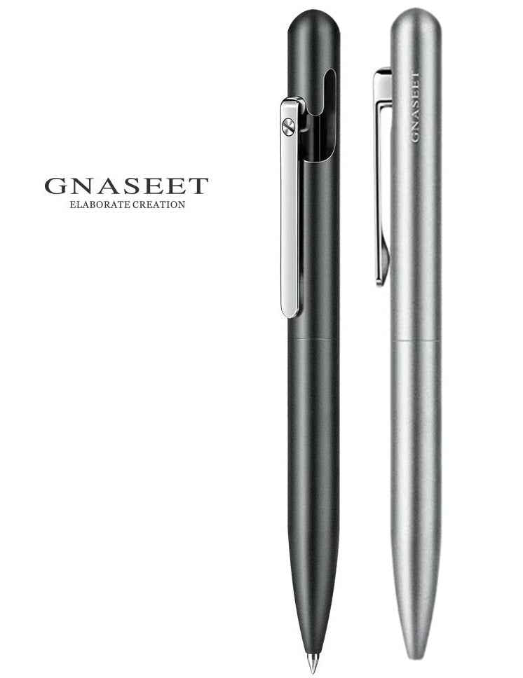 GNASEET Brushed Stainless Steel All-Metal Ballpoint Pen