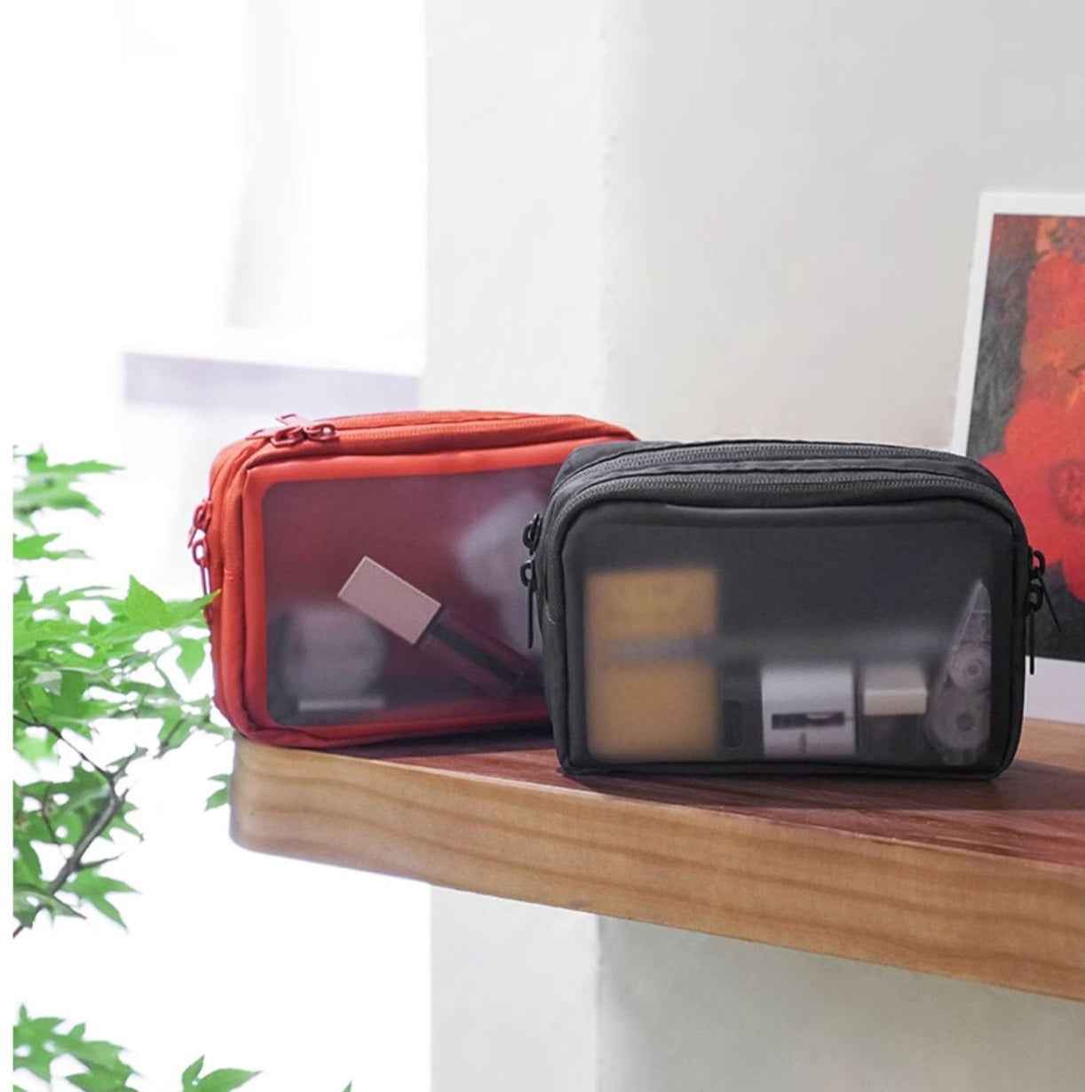 Transparent Makeup & Digital Organizer Bag – Travel Gadget Pouch