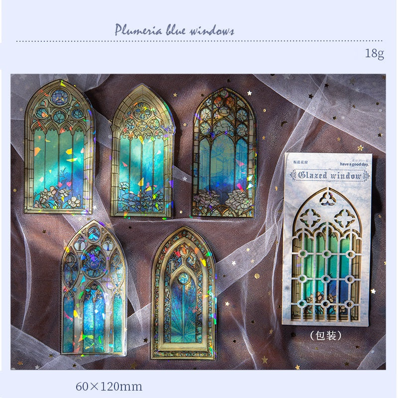 60-Piece PET Sticker Set - Glazed Window Series 60x120mm