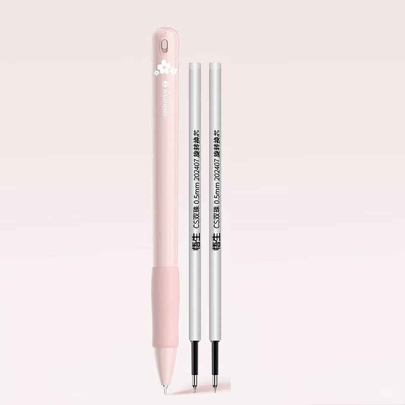 Gravity Sensor Gel Pen Auto Retract Black Ink 0.5mm with 2 Refills Light Pink