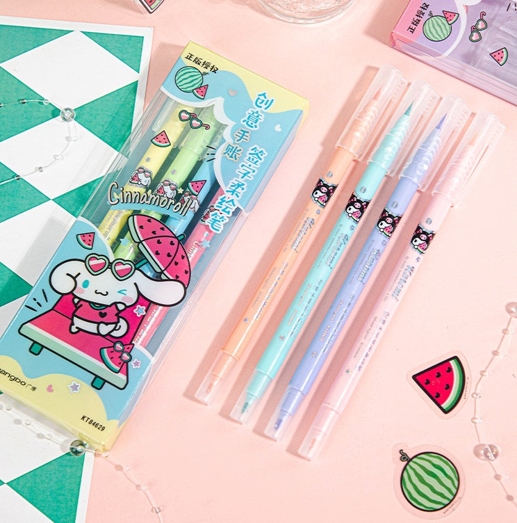 Guangbo 8-Color Dual-Tip Soft Brush Pen Set – Kuromi &Cinnamoroll