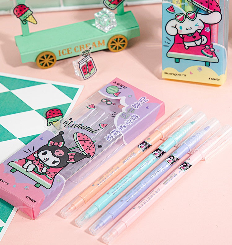 Guangbo 8-Color Dual-Tip Soft Brush Pen Set – Kuromi &Cinnamoroll