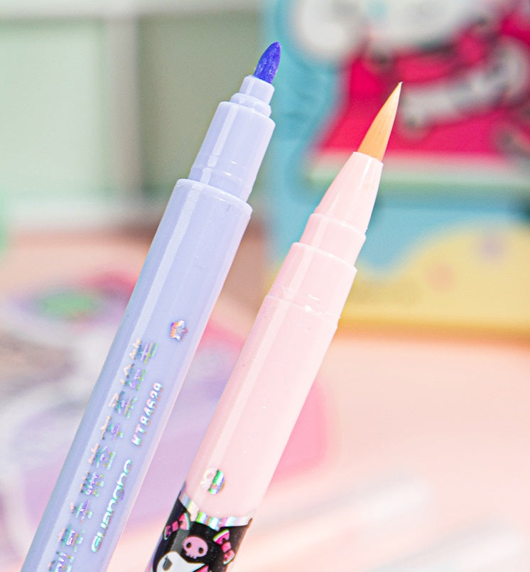 Guangbo 8-Color Dual-Tip Soft Brush Pen Set – Kuromi &Cinnamoroll