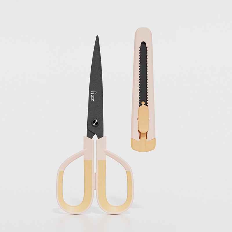 Guangbo Fizz Multi-Function Scissors & Knife Combo 2in1 Office Tool Yellow