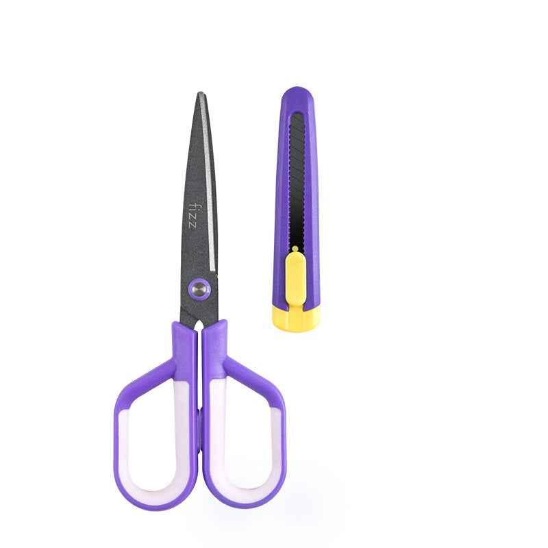 Guangbo Fizz Multi-Function Scissors & Knife Combo 2in1 Office Tool Purple