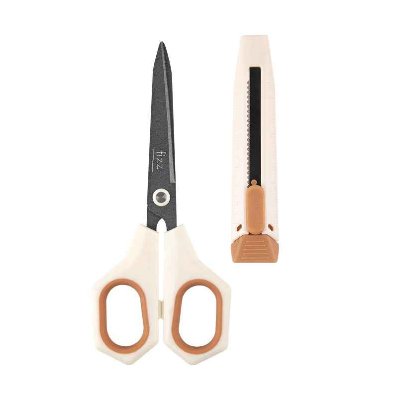 Guangbo Fizz Multi-Function Scissors & Knife Combo 2in1 Office Tool White