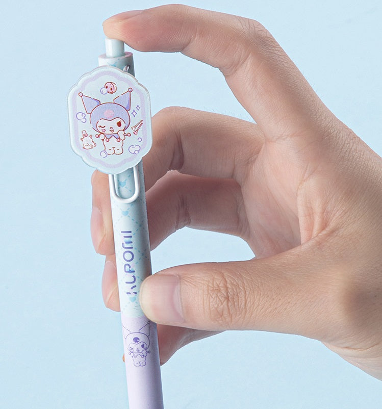 Guangbo Sanrio Click Gel Pen Set 6-Pack with Cartoon Character Clip