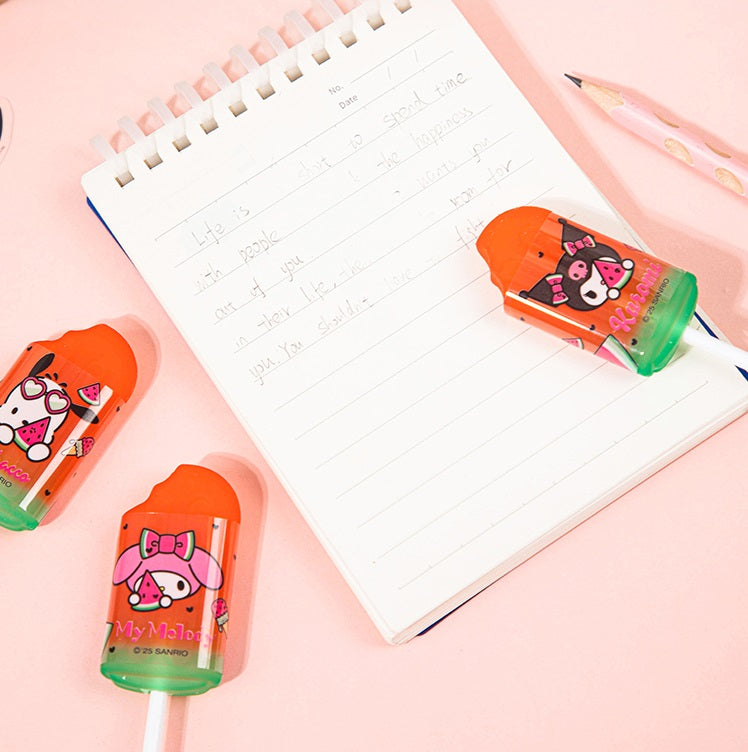 Guangbo 6-Pack Sanrio Watermelon Lollipop Erasers