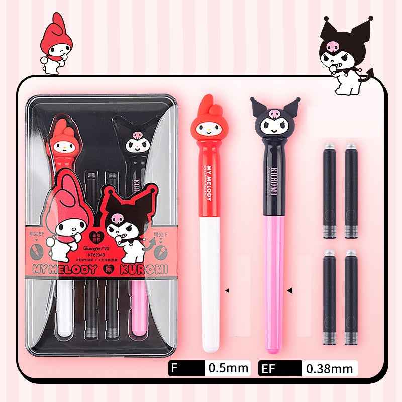 Guangbo 2-Pack Sanrio Fountain Pen Set My Melody & Kuromi