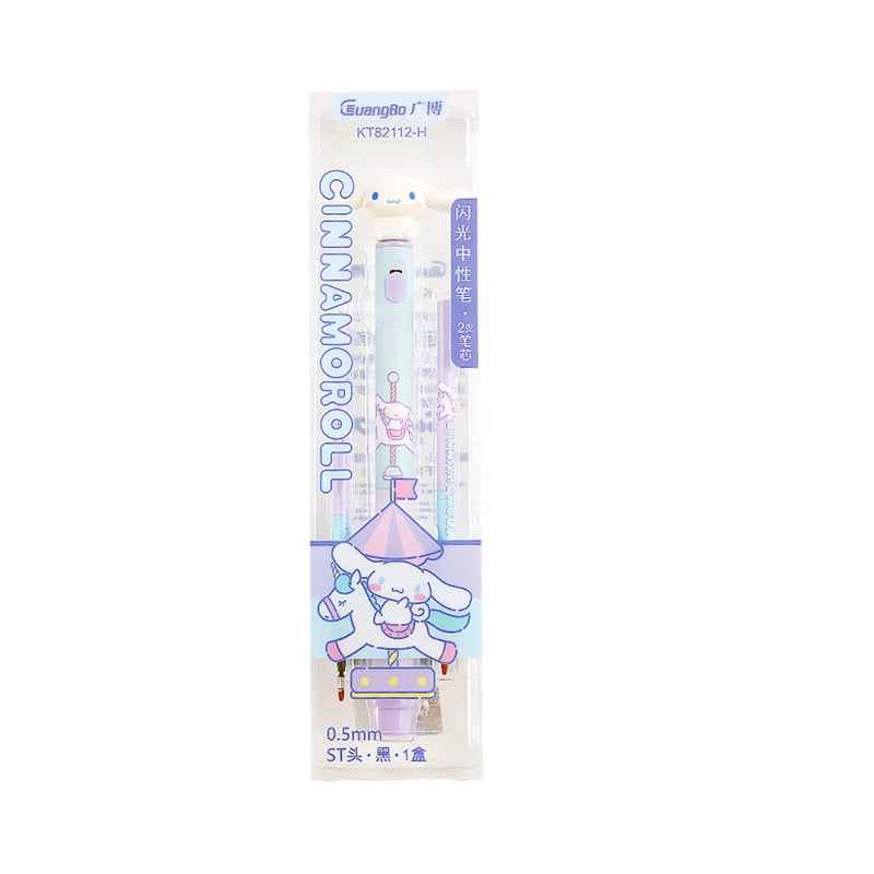 Guangbo Sanrio Gel Pen Glowing 0.5mm with 2pcs Black Ink Refills CINNAMOROLL