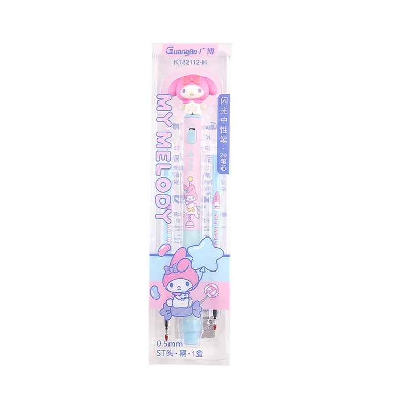 Guangbo Sanrio Gel Pen Glowing 0.5mm with 2pcs Black Ink Refills MY MELODY