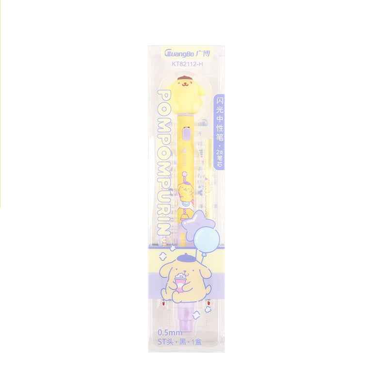 Guangbo Sanrio Gel Pen Glowing 0.5mm with 2pcs Black Ink Refills POMPOMPURIN