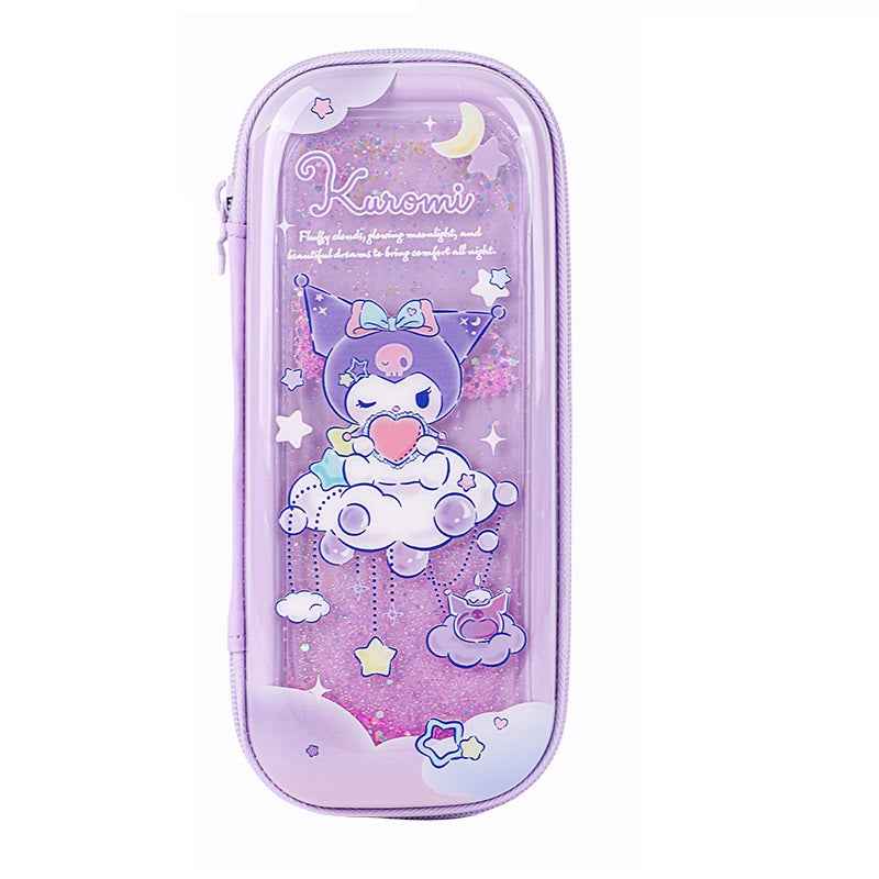 Guangbo Sanrio Glitter Flowing Pencil Case for Girls Kuromi