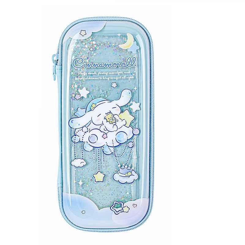 Guangbo Sanrio Glitter Flowing Pencil Case for Girls Cinnamoroll