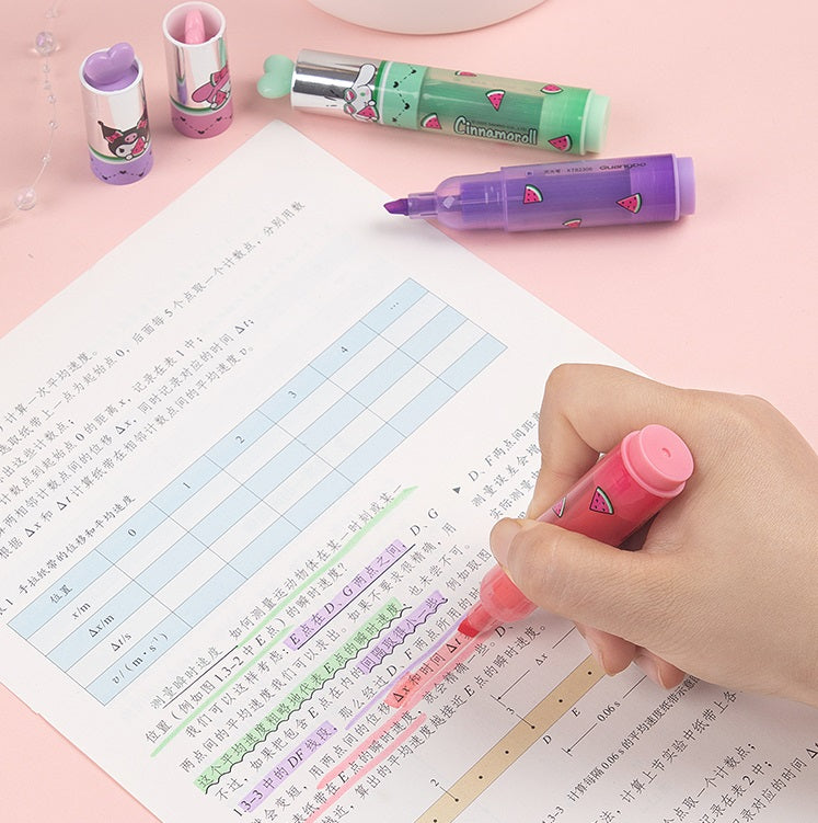 Sanrio Kuromi My Melody&Cinnamoroll Watermelon Heart Highlighter