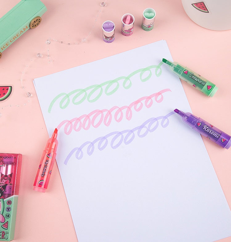 Sanrio Kuromi My Melody&Cinnamoroll Watermelon Heart Highlighter