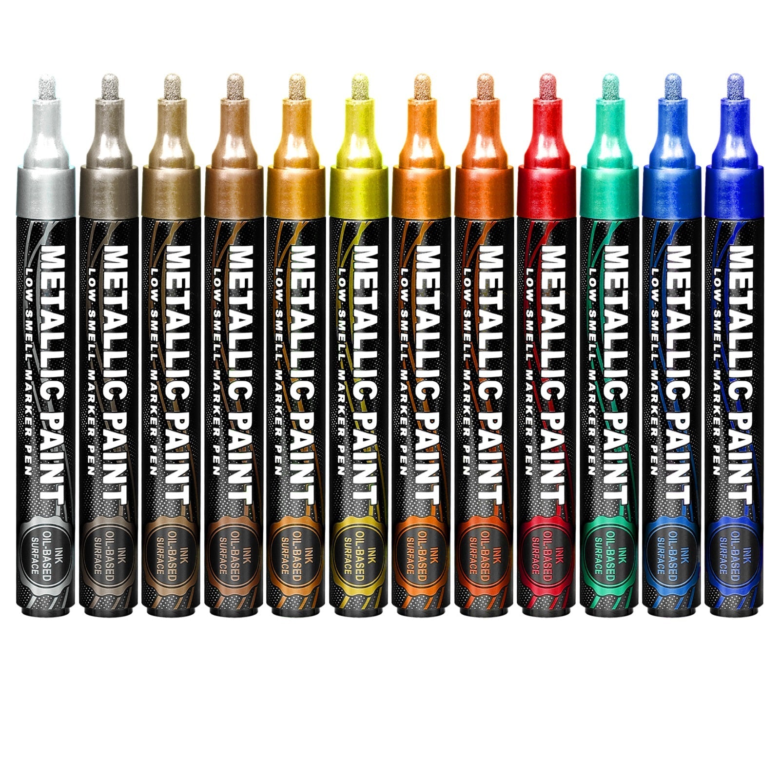 Guangna 169 Metallic Paint Marker Pens Oil-Based – 12-Color
