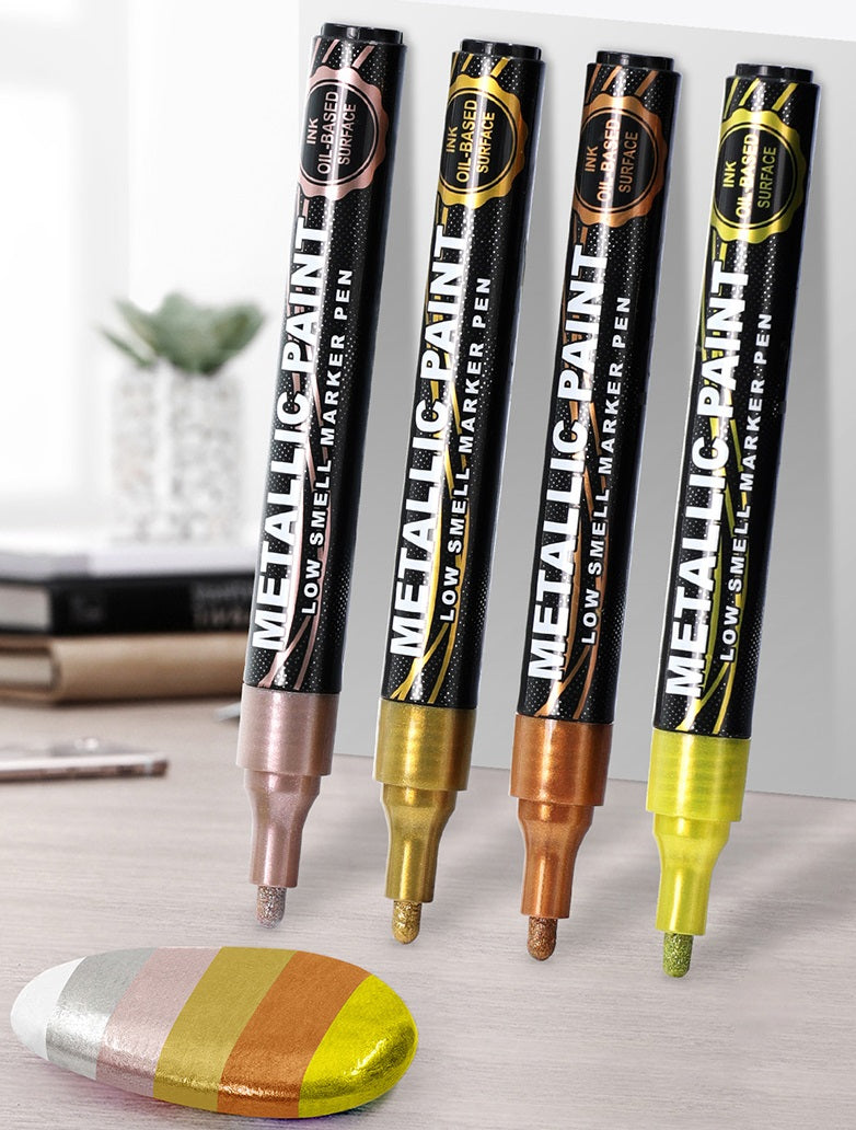Guangna 169 Metallic Paint Marker Pens Oil-Based – 12-Color