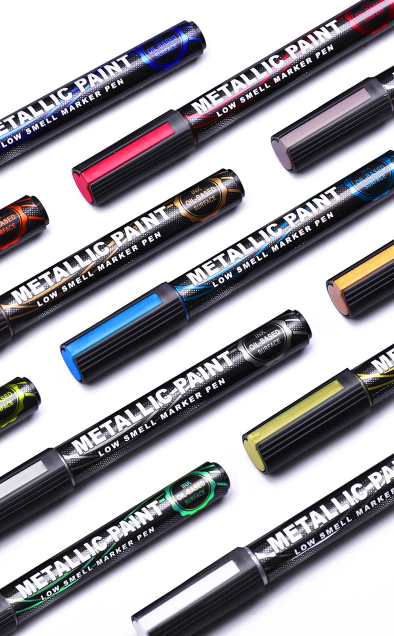 Guangna 169 Metallic Paint Marker Pens Oil-Based – 12-Color