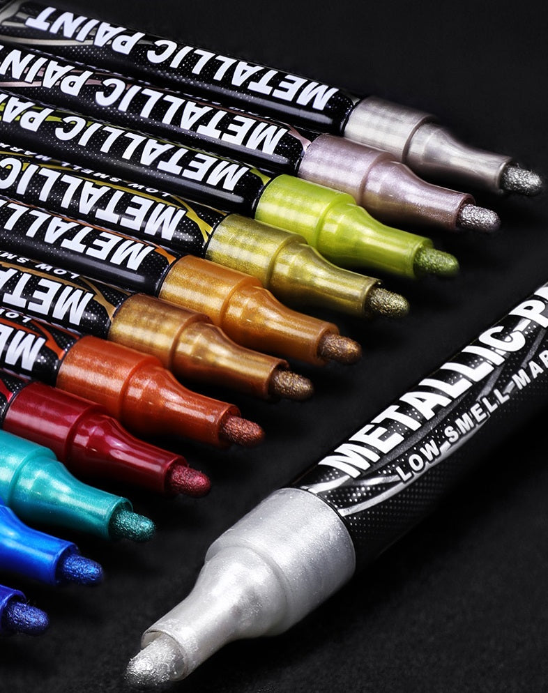 Guangna 169 Metallic Paint Marker Pens Oil-Based – 12-Color