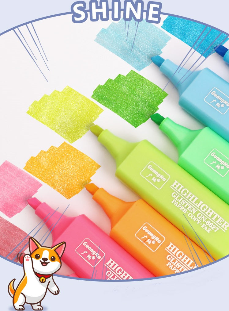 Guangna 6627B Glitter Highlighter Markers 8 Pack