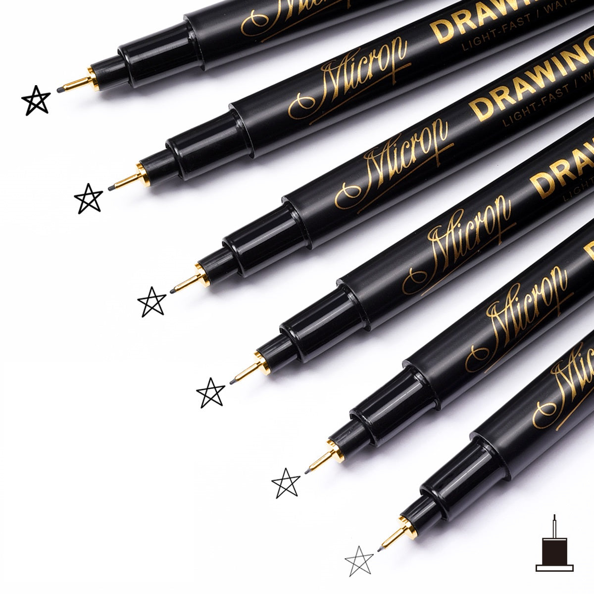 Guangna Micro Fineliner Pens,Black Ink Drawing Art Pens 12 Pack