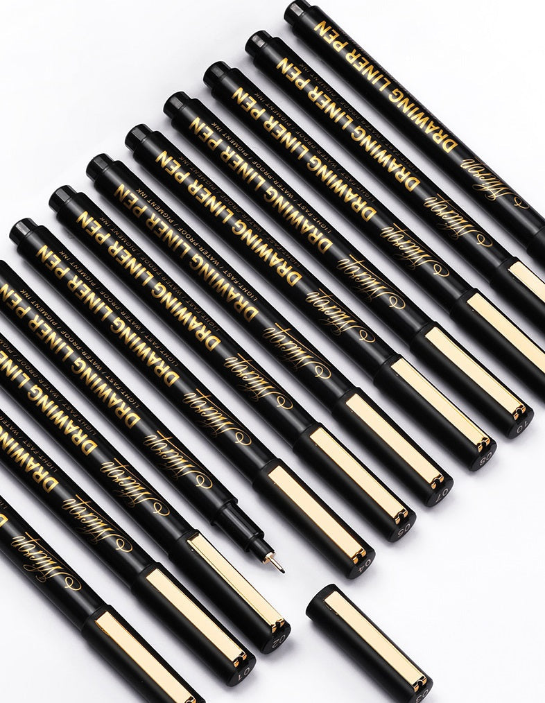 Guangna Micro Fineliner Pens,Black Ink Drawing Art Pens 12 Pack