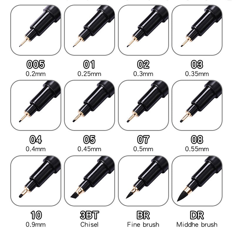 Guangna Micro Fineliner Pens,Black Ink Drawing Art Pens 12 Pack