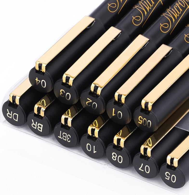 Guangna Micro Fineliner Pens,Black Ink Drawing Art Pens 12 Pack