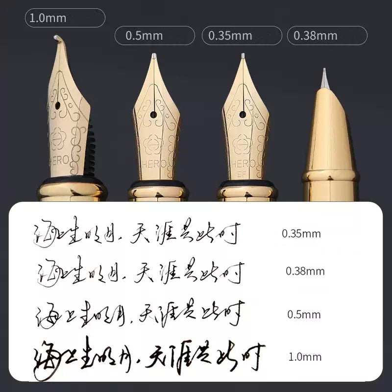 HERO 1511A Fountain Pen Set - Iridium Nib Rotary Ink Converter