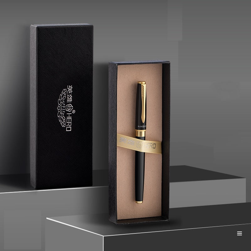 HERO 1511A Fountain Pen Set - Iridium Nib Rotary Ink Converter Black