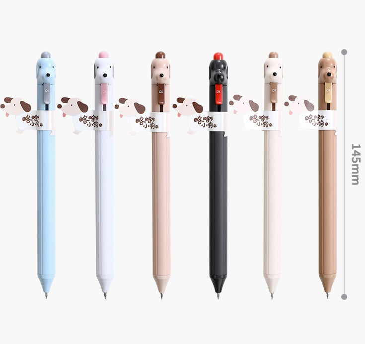 HESU Cute Dog Rollerball Gel Pens,Puppy Tongue Out,6 Pack