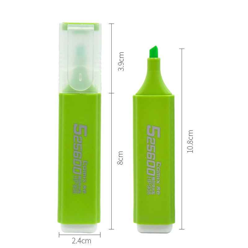 Comix HP908 10PCS Highlighters,1-5mm Chisel Tip,6 Colors Green
