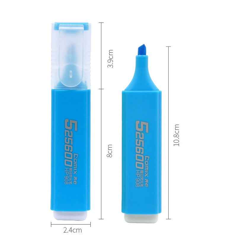 Comix HP908 10PCS Highlighters,1-5mm Chisel Tip,6 Colors Blue