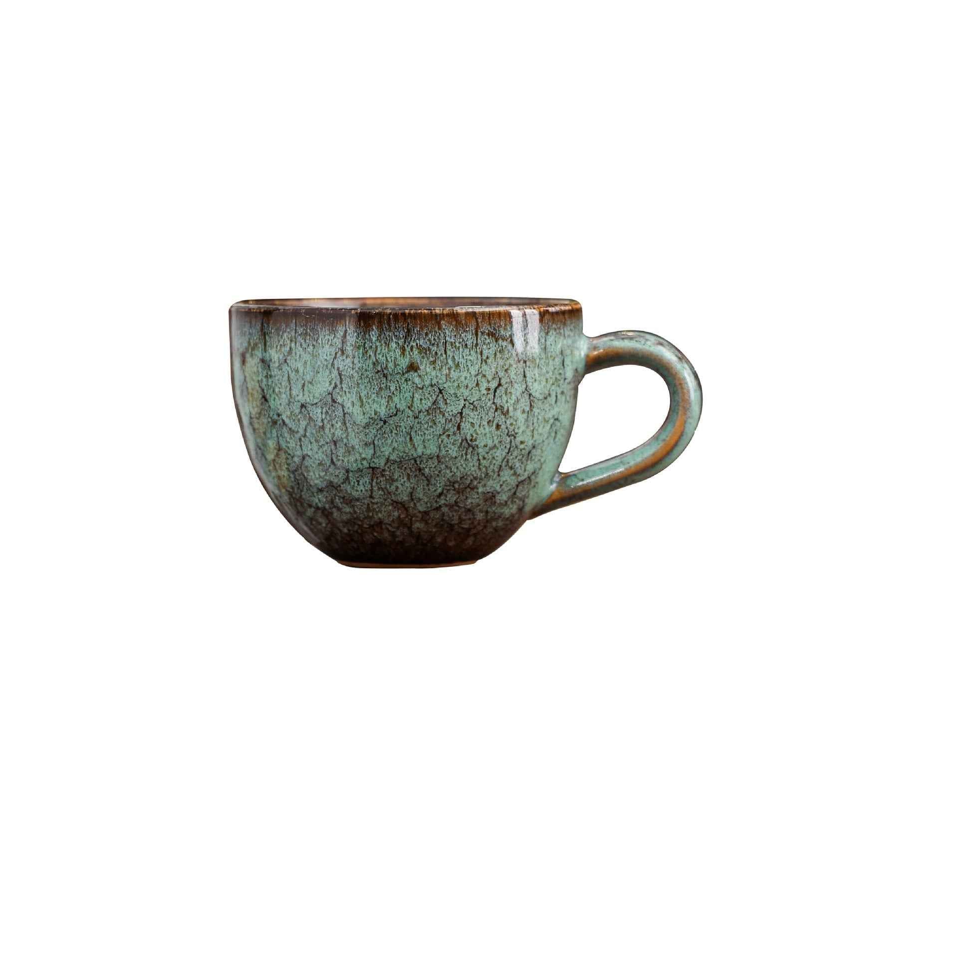Ceramic Coffee Mug,9oz Mini Coffee Cup Handmade Vintage Espresso Cup Cyan