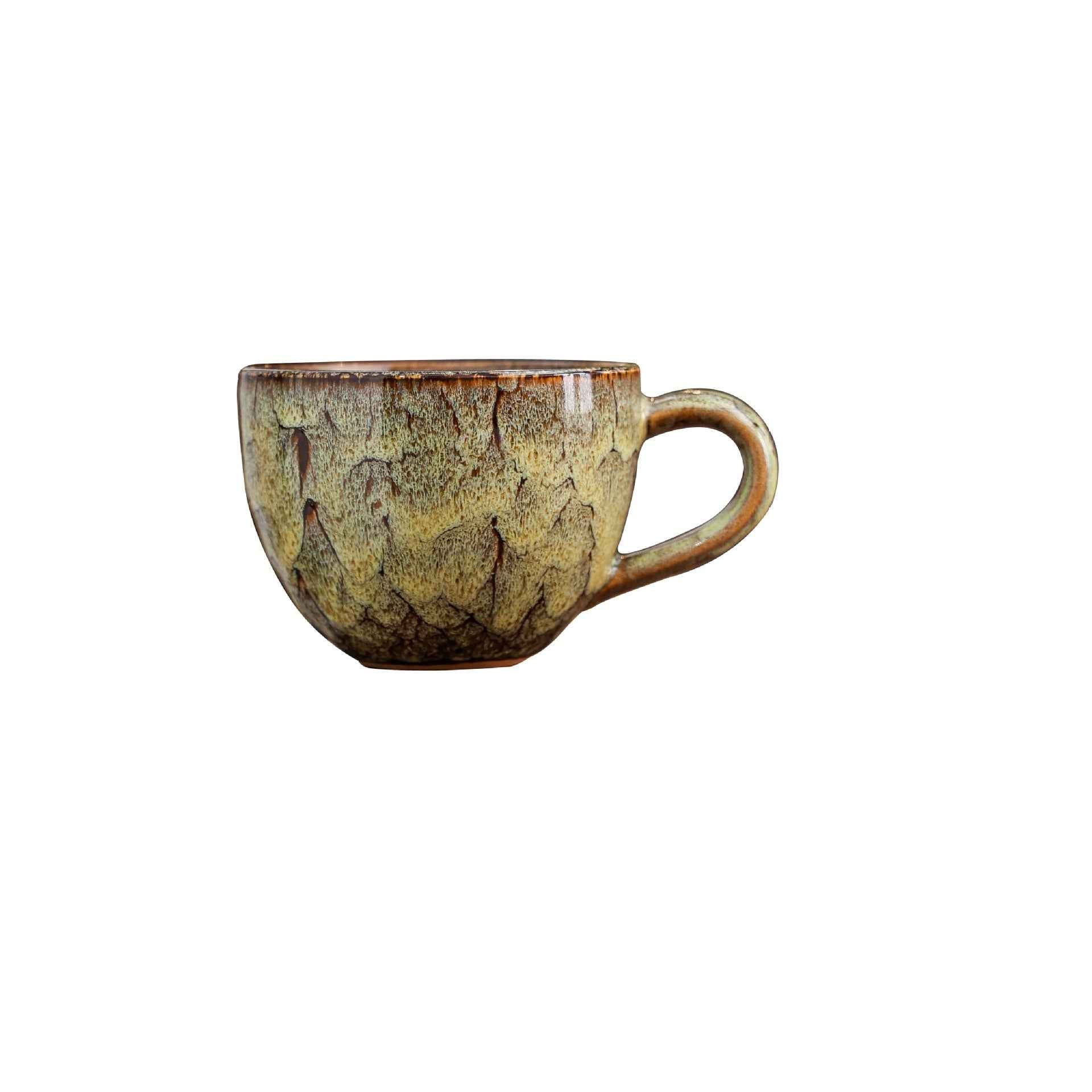 Ceramic Coffee Mug,9oz Mini Coffee Cup Handmade Vintage Espresso Cup Yellow