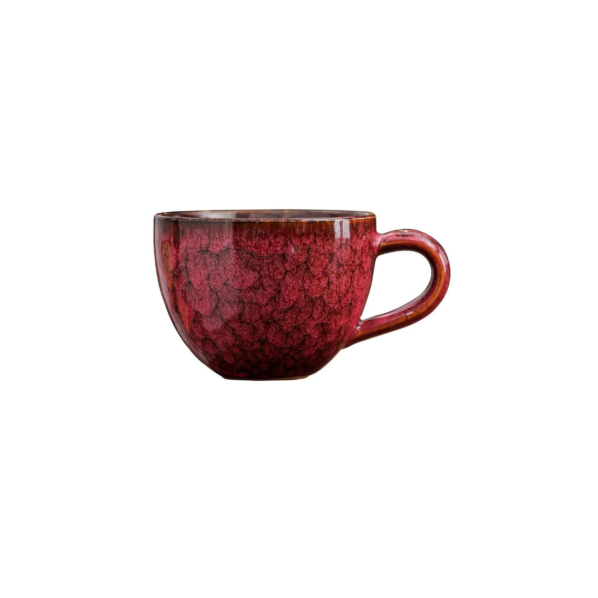 Ceramic Coffee Mug,9oz Mini Coffee Cup Handmade Vintage Espresso Cup Red