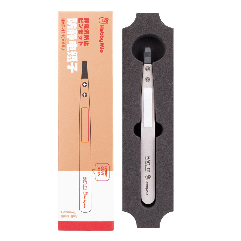 HobbyMio ESD Tweezers Set of 3 – Wide Narrow Curved Tip Gundam Model Tool