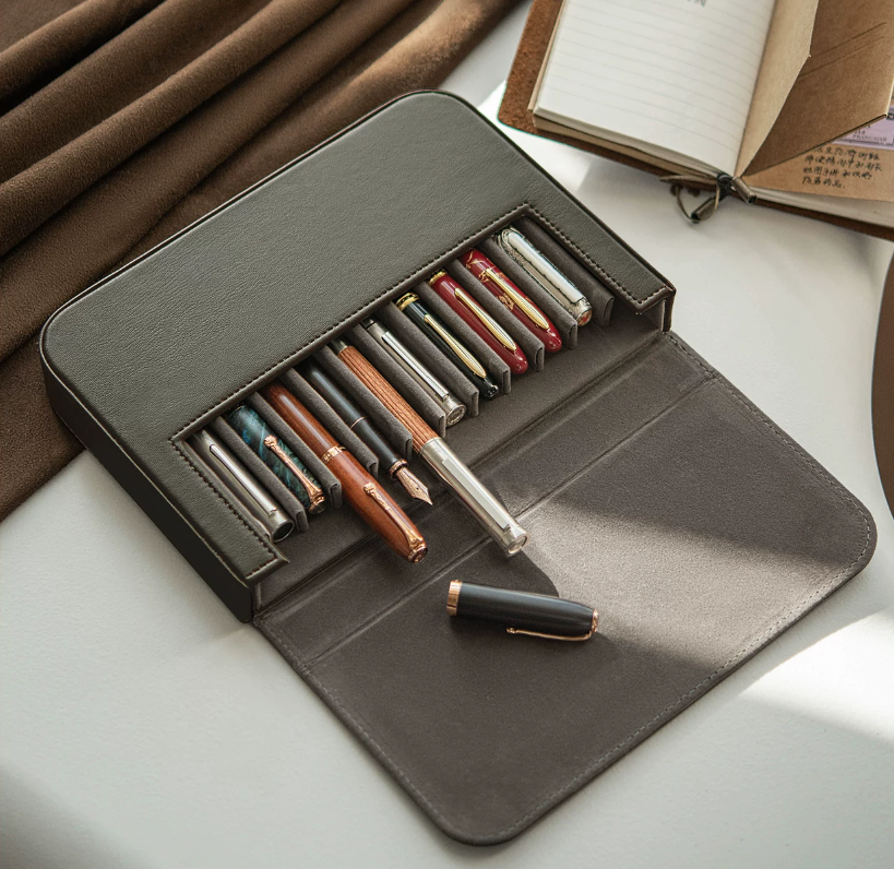 Hongdian PU Leather Fountain Pen Case 12 Slots