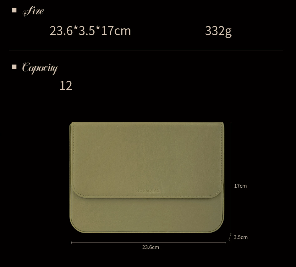 Hongdian PU Leather Fountain Pen Case 12 Slots Green