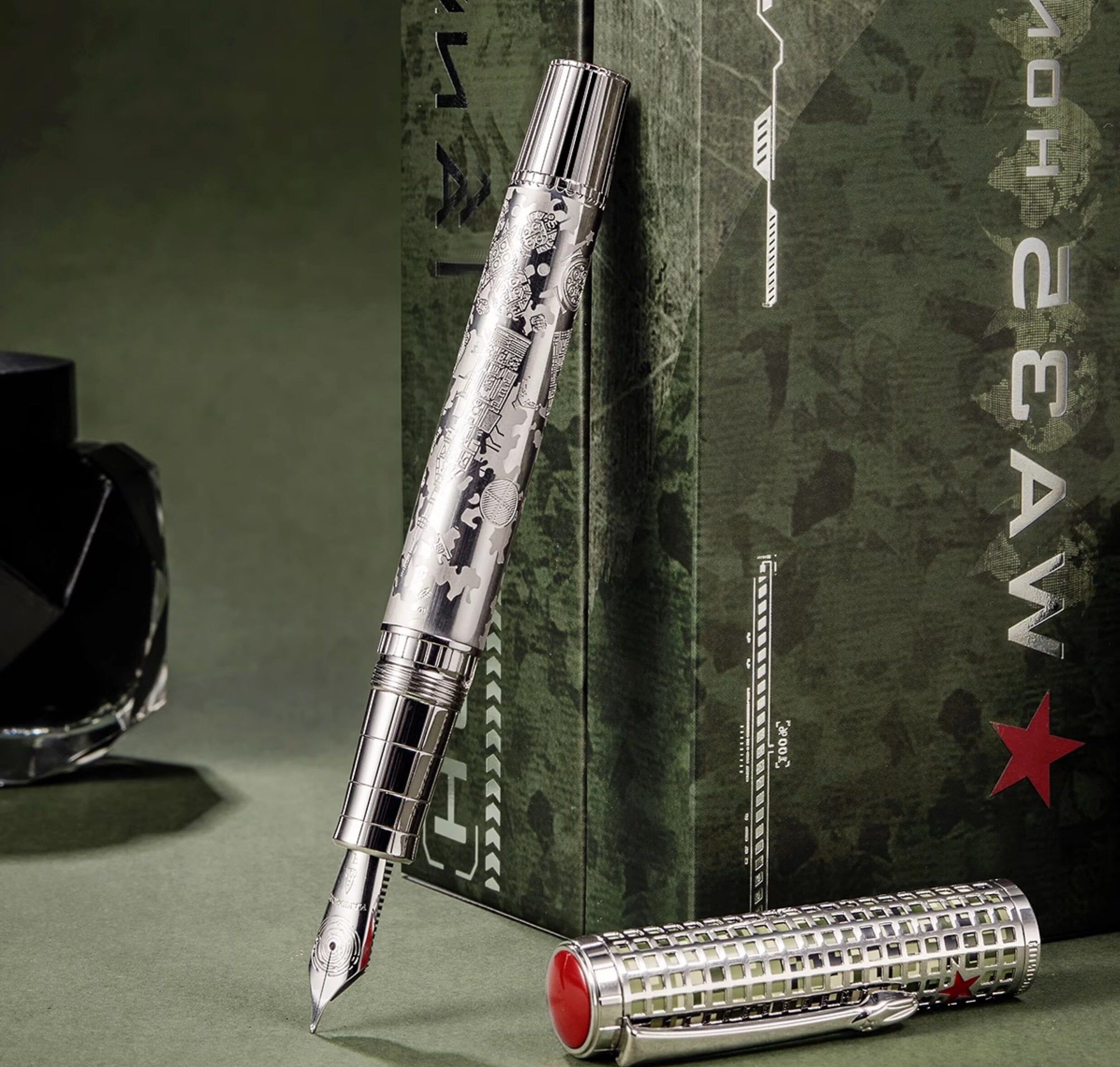 Hongdian WA35 Fountain Pen Military Aerospace Edition – Green Gift Box Set